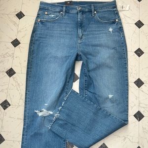 NWT GAP 32 14 long kick fit high rise RAW HEM denim jeans new jean pants stretch